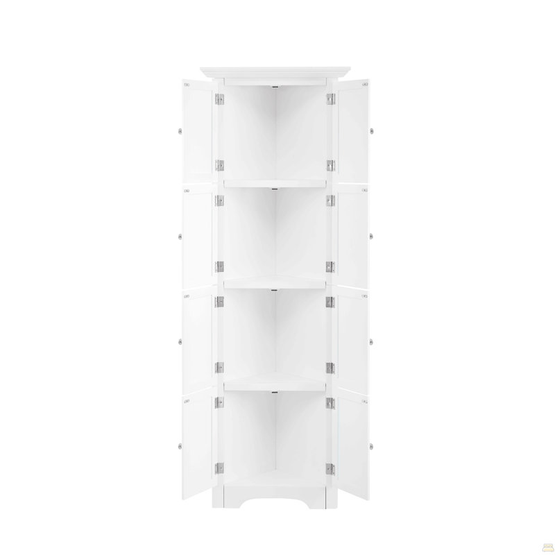 Armoire de rangement haute avec portes et 4 tablettes, Blanc