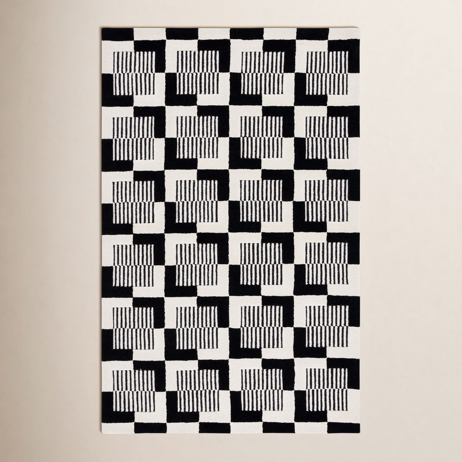 Harton Hand-Tufted Geometric Rug, Rectangle 5' x 8'