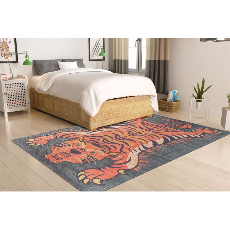 Luxurious Machine Washable Area Rug, 4.9 x 7.5 Feet, 100% Polyester, 1850 g/m², Pile Height: 0.2 inches | Eco-Friendly Recycled Poly Cotton Backing | Perfect for Living Room & Bedroom, Soft and Durable Design