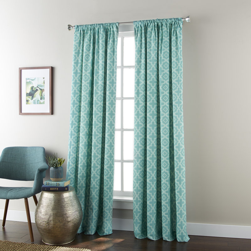 Gasquet Semi Sheer Curtain Single Panel, Turquois