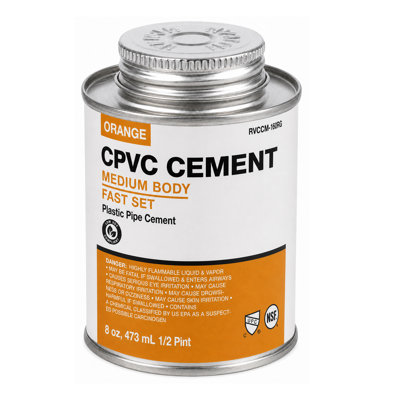 SUPPLYGIANT 8 oz Orange CPVC Glue Industrial Grade Melium Body Fast-Setting Low-VOC CPVC Cement for Pipes & Fittings