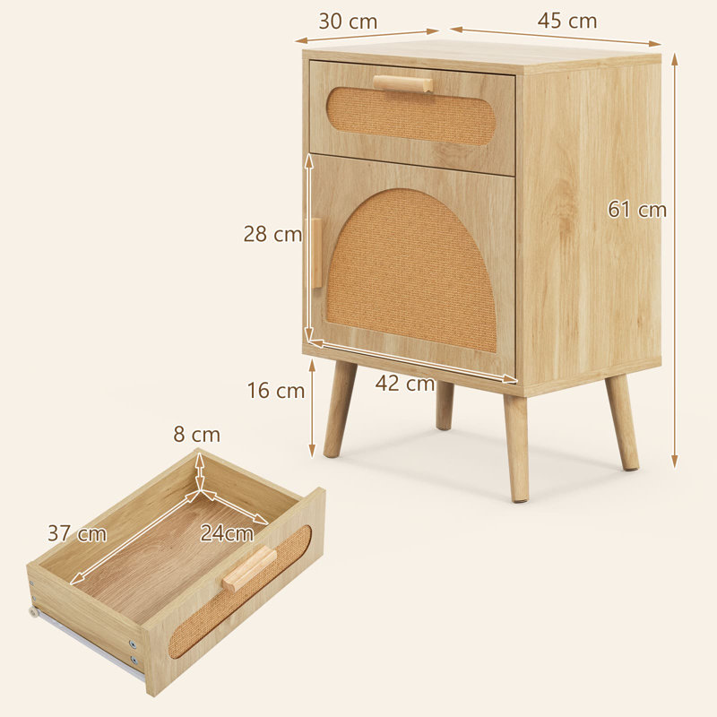 45 cm W Bedside Table