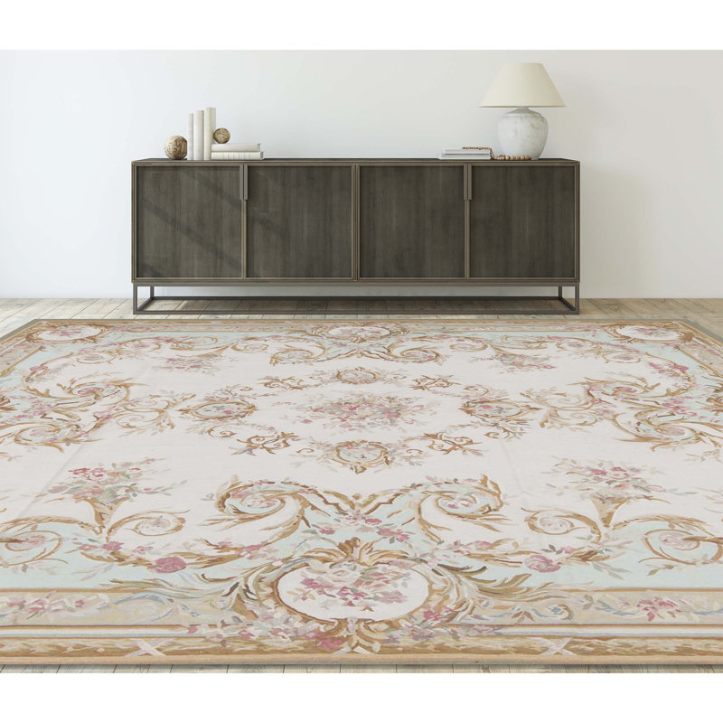 Aubusson Hand Knotted Wool Oriental Area Rug