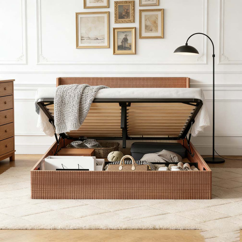 Grande base de lit avec rangement ondulé et ondulé