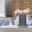 Tapis contemporain délavé à motifs abstraits et lavables avec lignes à rayures, bleu-1430454691