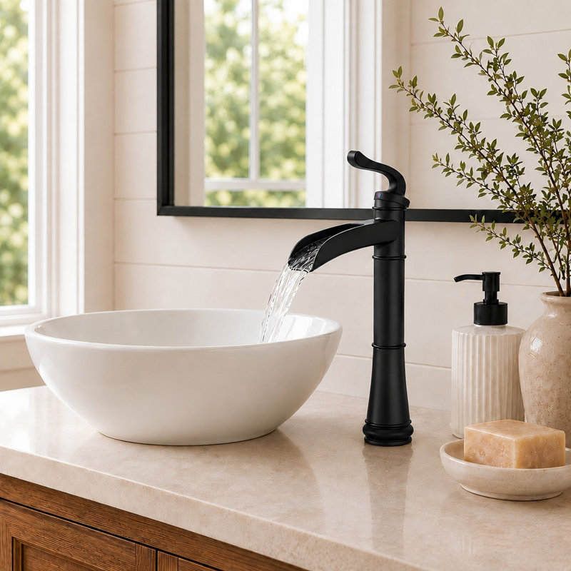 Single-handle Bathroom Faucet with Drain Assembly, Matte Black