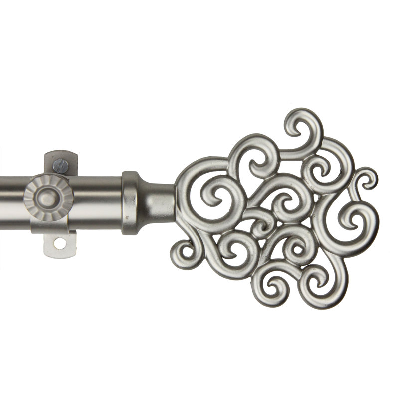 Tringle à rideaux simple Reinaldo, 66 po à 120 po, Nickel satiné