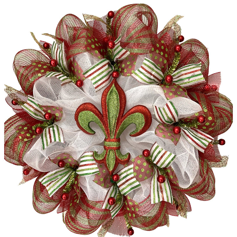 Couronne de Noël avec fleur de lys des Fêtes
