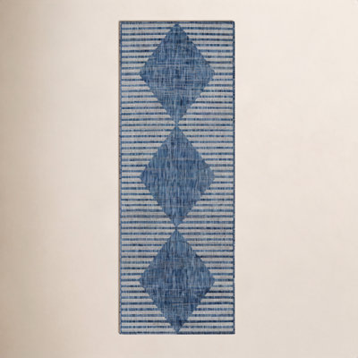 Blue Geometric Outdoor Rug