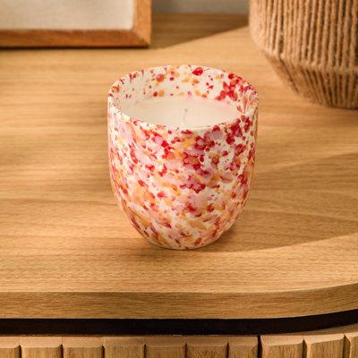Plant / Floral Scented Unscented Flameless Tumbler Candle with Ceramic Holder
