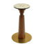 Table de salle à manger moderne carrée, table en verre trempé avec pied et base en bois, table de cuisine pour 2 personnes