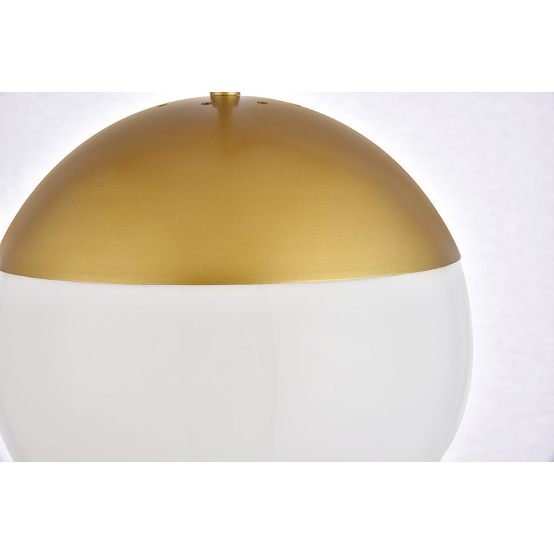Yearby 1-Light Dimmable Globe Single Pendant, 69" H x 12" W x 12" D, Brass, Frosted White