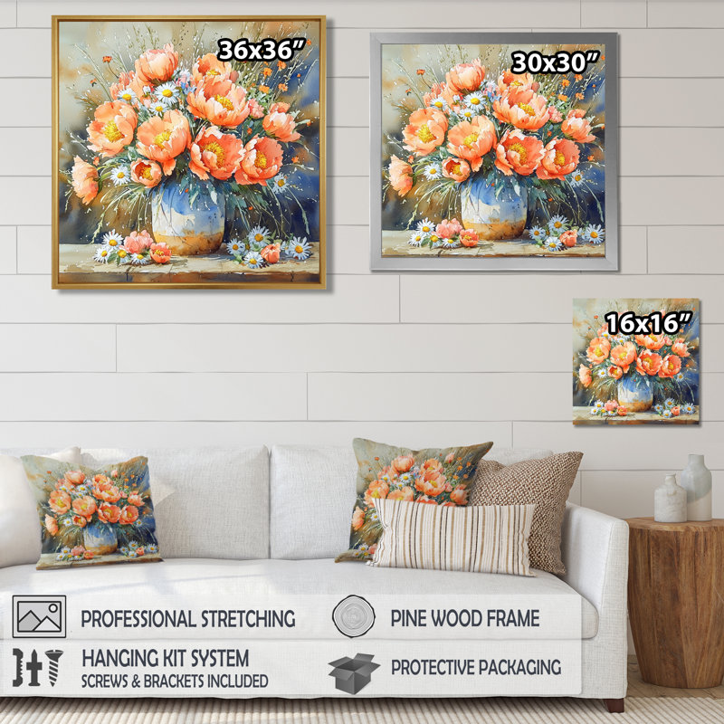 Kulick - Floral Wall Art, Single Picture Framed Print, Black, 16" H x 16" W