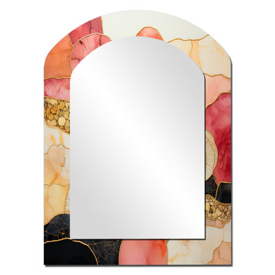 Escape To Serenity Vintage, rose doré, aquarelle VI - grand miroir asymétrique géométrique, miroir mural décoratif arche moderne, impression d'art en métal