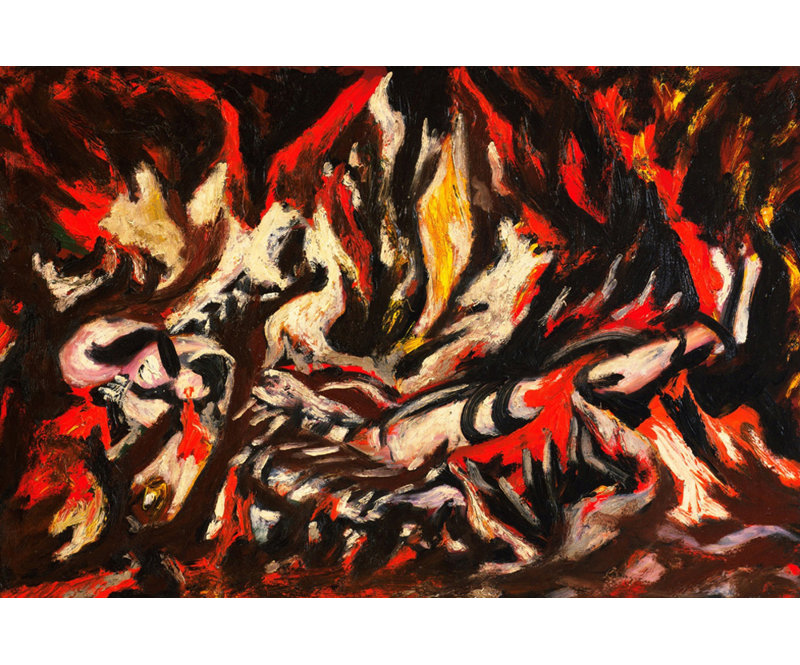 La flamme, H 16 po x l 24 po