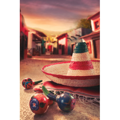" Mexican Hat, Or "Sombrero" And Rattles On A "Serape" " by Fergregory