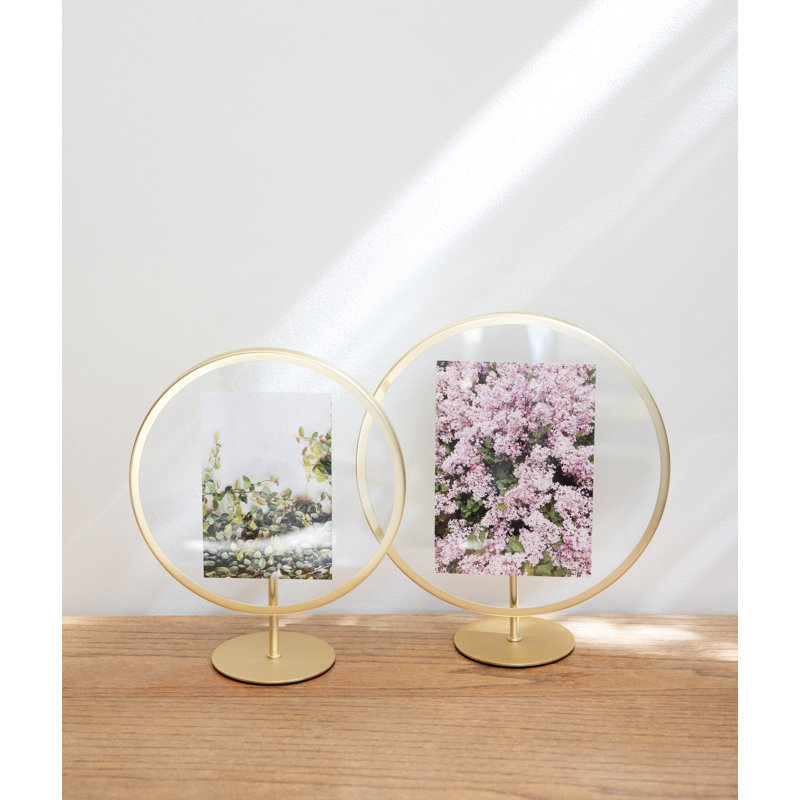 Présentoir photo Infinity, cadre photo flottant pour bureau ou mur, 5 po x 7 po, Laiton mat