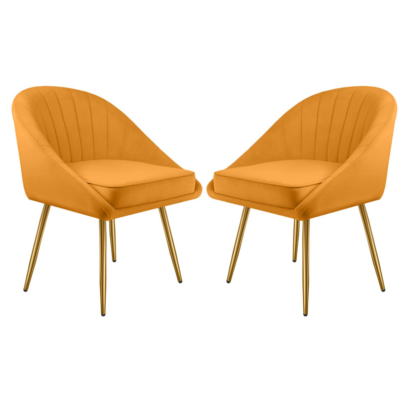 Fauteuil en velours touffeté de 25,6 po de large Teashia, Velours jaune