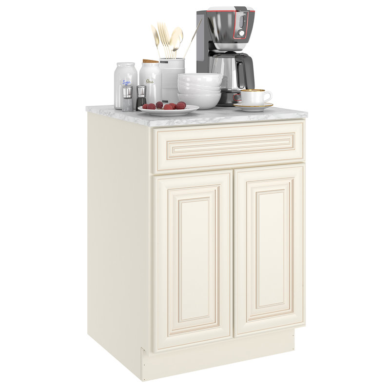 Base de meuble-lavabo HomLux en contreplaqué prêt à assembler avec tablettes réglables et fermeture en douceur, Blanc camée
