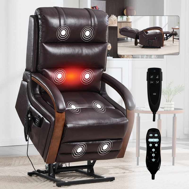 Fauteuil inclinable électrique Power Leatheraire, Marron foncé