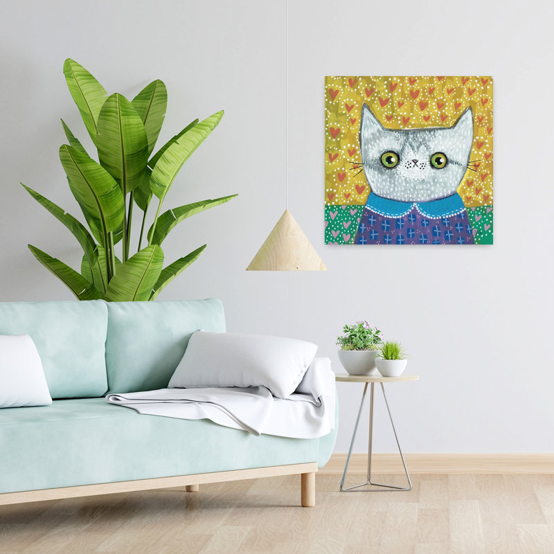 Art contemporain Kooky Cat II, H 24 po x l 24 po