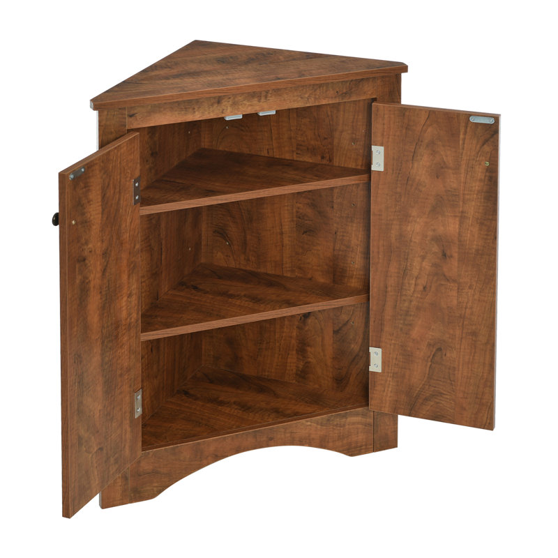 Triangle Freestanding Corner Storage Cabinet With Adjustable Shelves - Moisture-Proof Mdf Floor Cabinet For Bathroom, Kitchen, Living Room