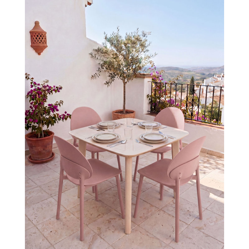 Outdoor Patio Dining Side Chair, Pink