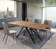 Amina Solid Wood Top Metal Base Dining Table