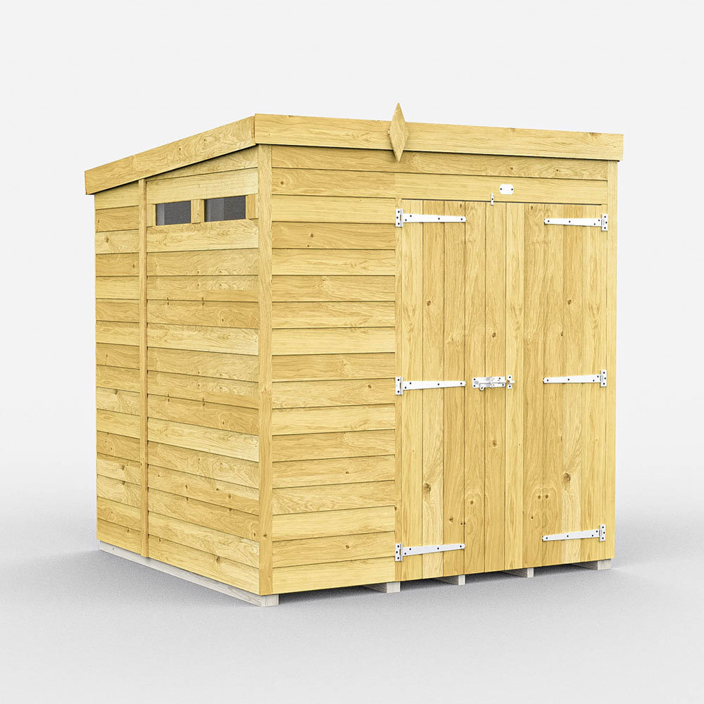 7ft x 6ft Pent Security Shed - Double Door