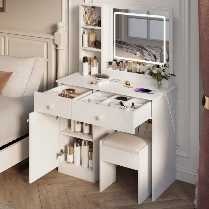 Bureau de coiffeuse avec miroir et lumières pour le maquillage Fashion