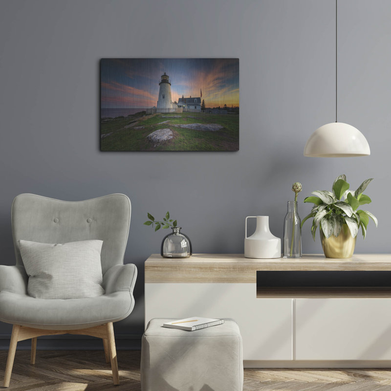 Mur de métal «May Evening At Pemaquid Point» par Rick Berk, H 16 po x l 24 po