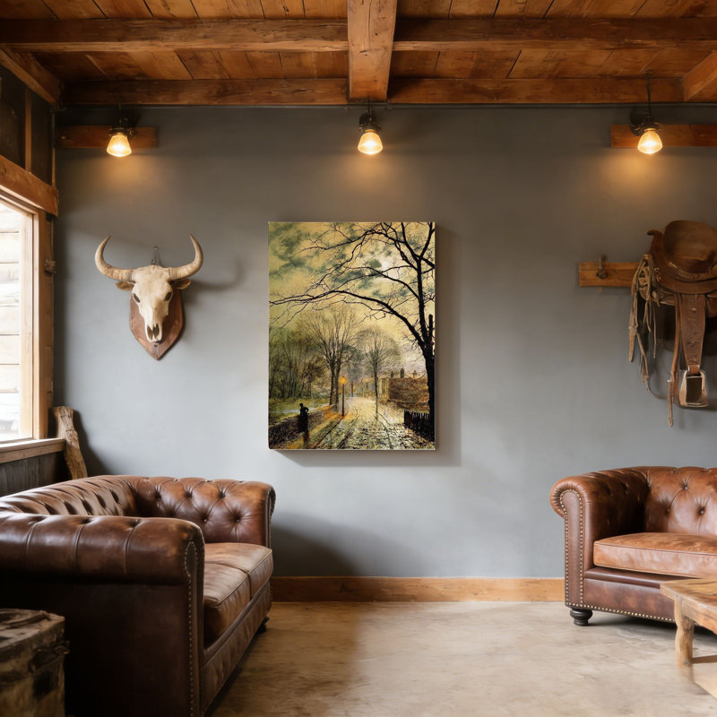 Moonlit Winter Lane, art mural en bois à l'arrière 20 po x 30 po