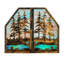 Moose at Lake 3 Panel Stained Glass Window