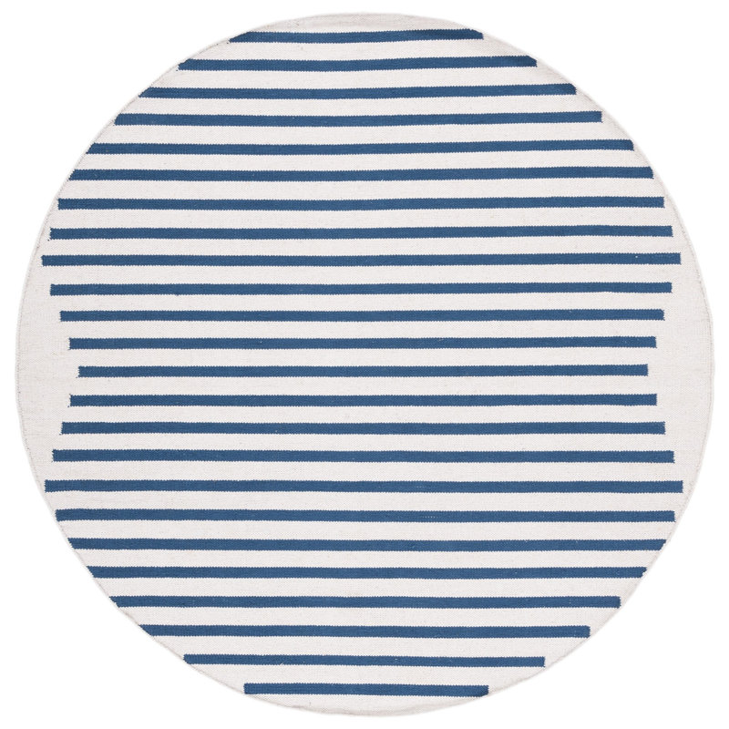 Estruch Hand Woven Cotton Striped Rug, Round 6'