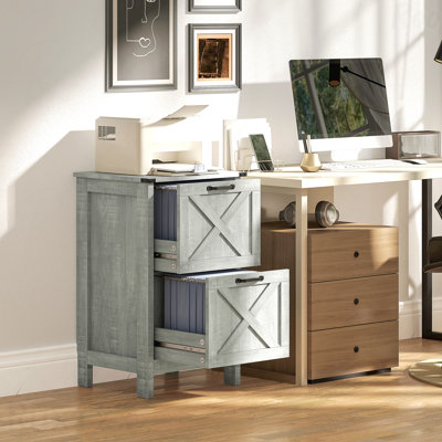 Classeur rustique gris clair avec 2 tiroirs
