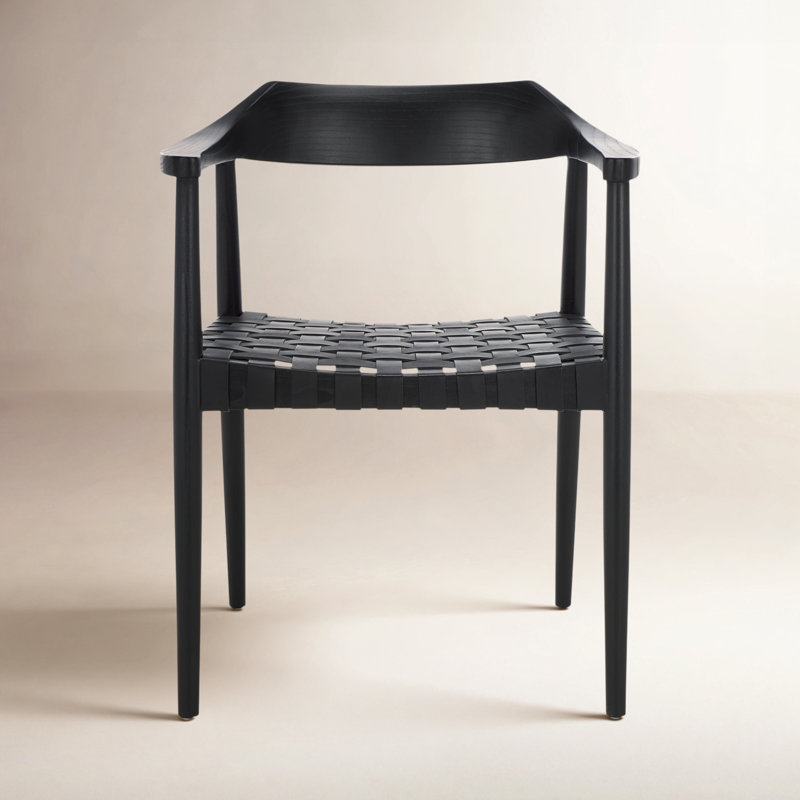 Noreen Accent Chair, Black, Black Genuine Leather
