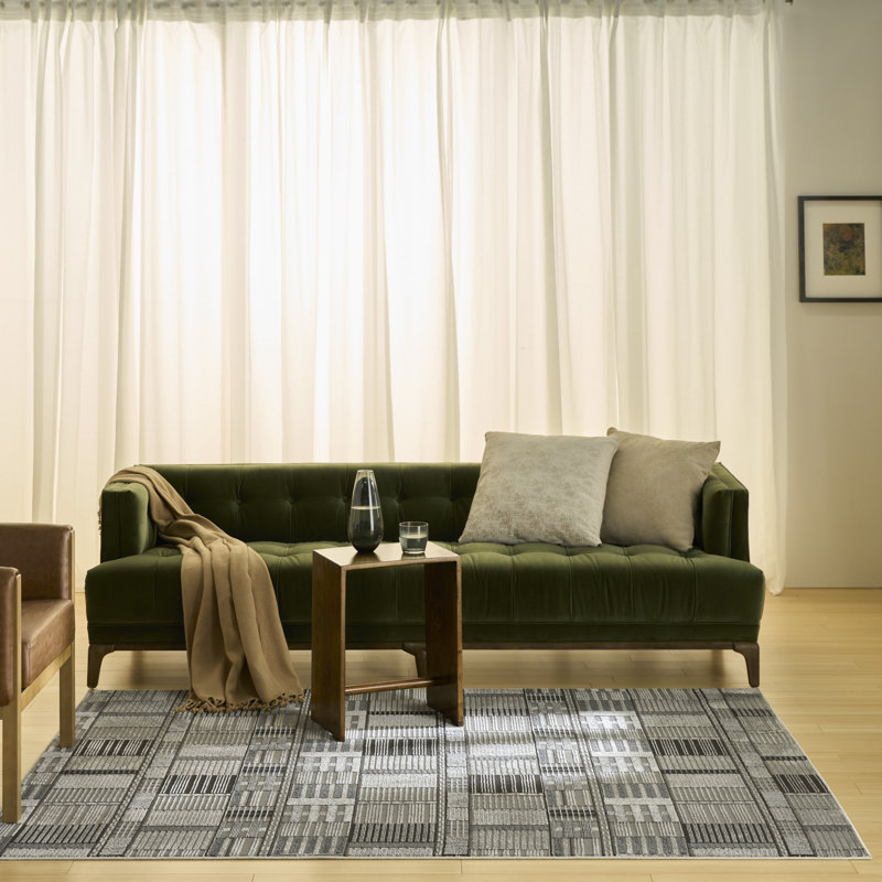 Faunsdale Black Grey Modern Indoor Rug, Rectangle 5' x 7'