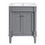 Meuble-lavabo moderne de 24 pouces, lavabo en céramique brillante, poignées en métal exquis, armoire de rangement, couleur grise, grand
