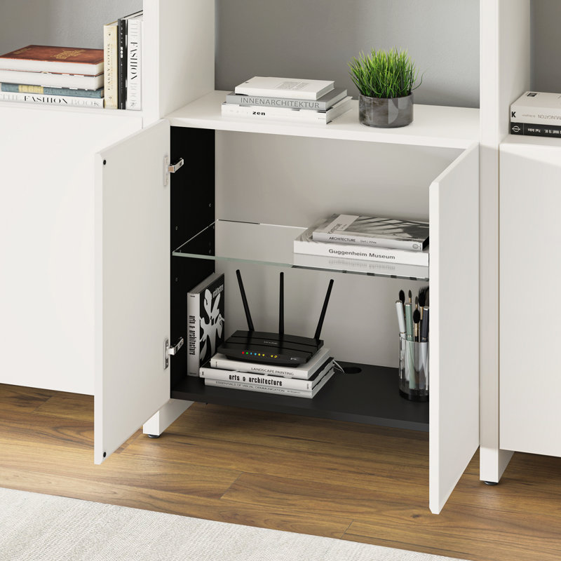 Linea 84'' H x 65'' W Standard Bookcase, 3, 83.75" H x 96" W x 14" D, Natural Walnut