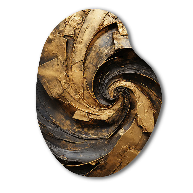 Mansfield - Abstract Spirals Pear Shape Assymterical Metal Wall Art, H 30 po x l 22 po