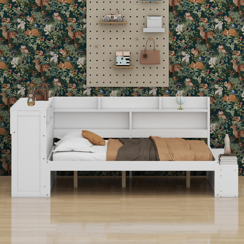 Modern Daybed with Comprehensive Storage Solutions and Convenient USB Ports, White
