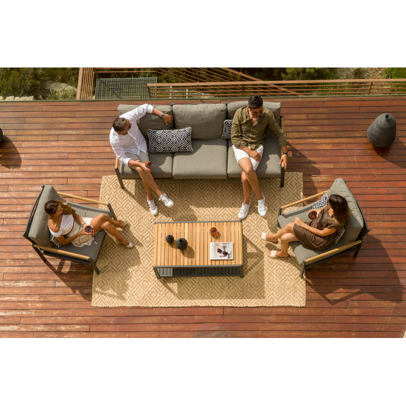Lifestylegarden Bahamas 4Pc FSC Teak And Aluminum Outdoor Patio Seating Set - Seats 5