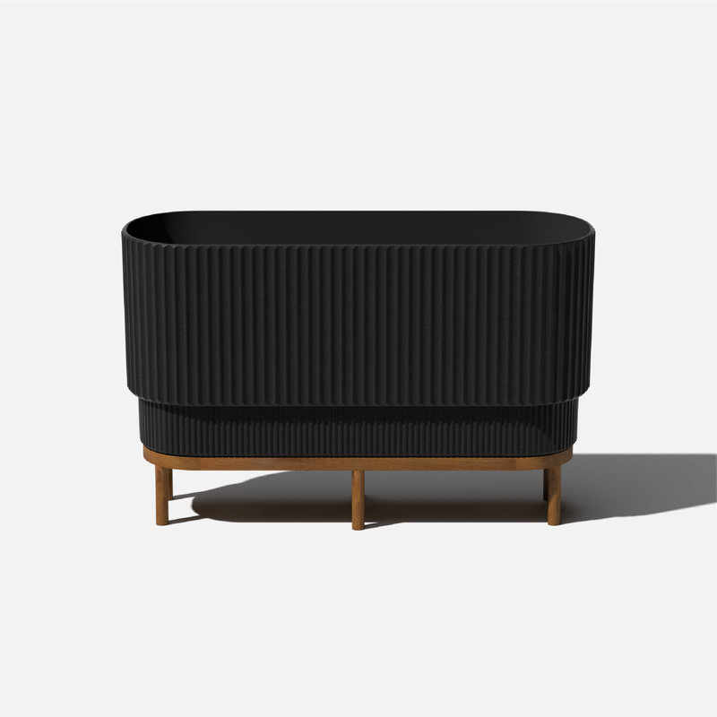 Long pot à fleurs surélevé 30 "avec support Veradek, 1, Noir / brun