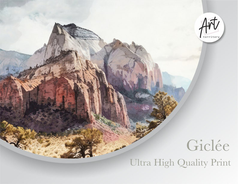 Art mural horizontal Zion National Park, H 28 po x l 56 po x P 1,5 po, Toile tendue