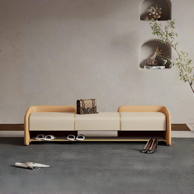 Banc de rangement rembourré Thordia, Beige