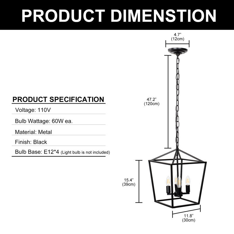 Lustre géométrique à 4 lumières Amasia