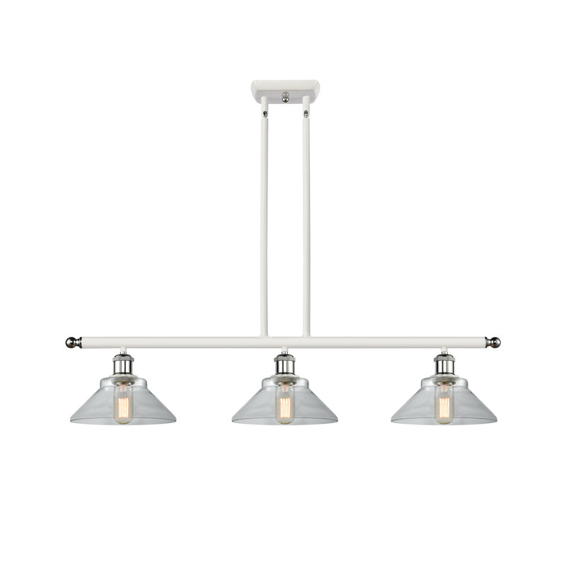 Luminaire suspendu linéaire à 3 lumières pour îlot de cuisine Newton St Loe, Transparent, Ampoule non incluse