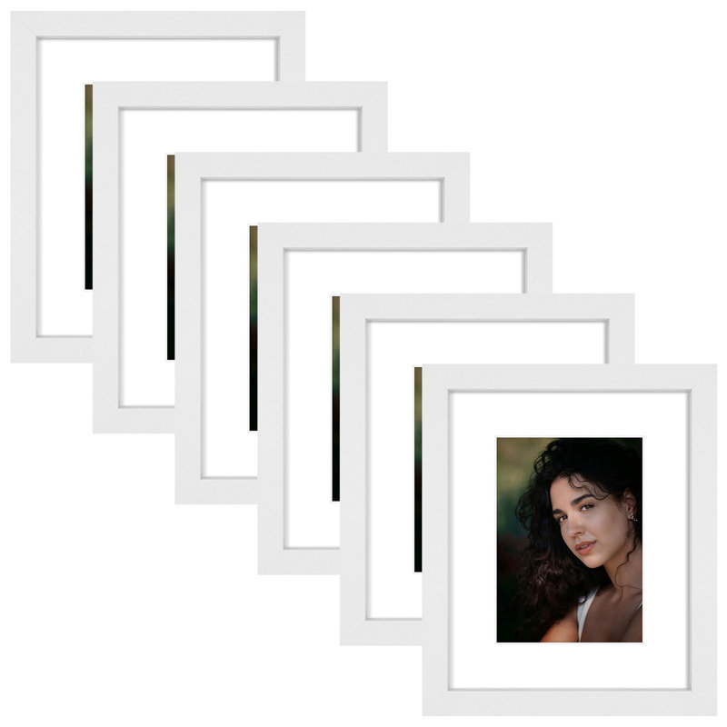 Gallery Frames, With Mat & Plexiglass, Wall/Tabletop Display, 8" W x 10" H, White