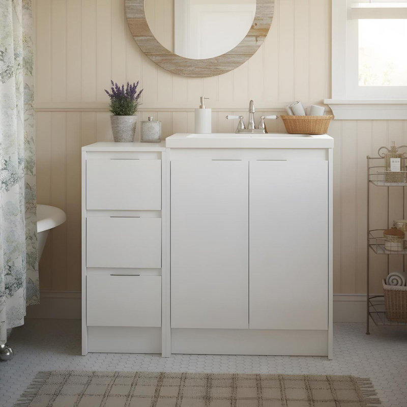 Meuble-lavabo autoportant avec armoire de rangement