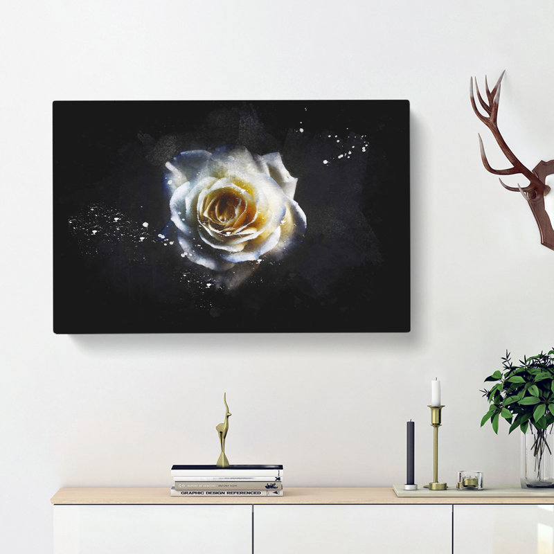 A Crisp White Rose - Wrapped Canvas, 40cm H x 60cm W x 4cm D